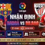 Ảnh bìa nhận định trận đấu Barcelona vs Athletic Bilbao lúc 02h00 ngày 28/08 vòng 2 La Liga 2026/27. Cập nhật thông tin lực lượng, phong độ và góc nhìn chuyên môn từ nền tảng trực tiếp bóng đá ThapcamTV.