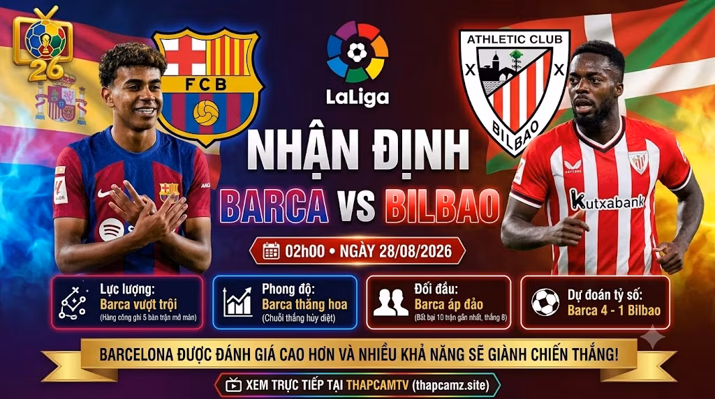 Nhận Định Barca vs Bilbao (02h00, 28/08): Cỗ Máy Pressing Của Flick
