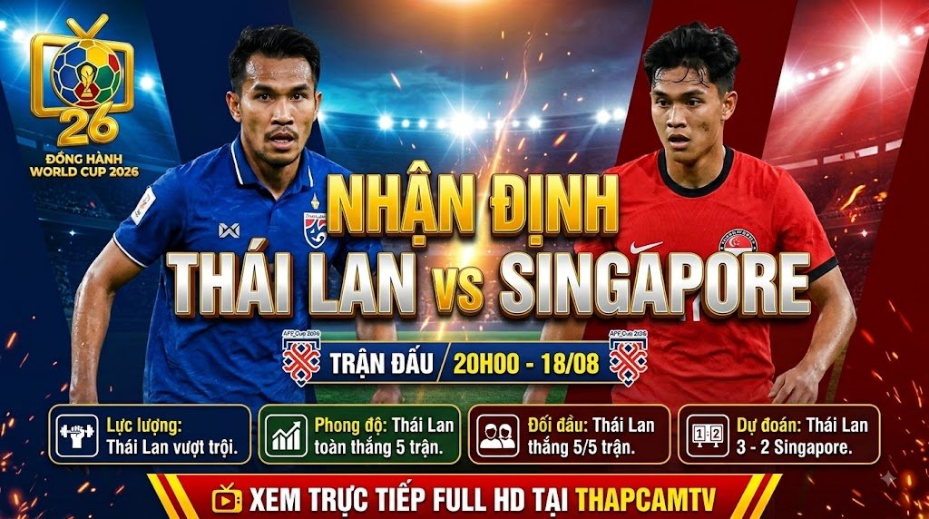Nhận định bóng đá Thái Lan vs Singapore bán kết lượt về AFF Cup 2026 trực tiếp trên Thapcamtv